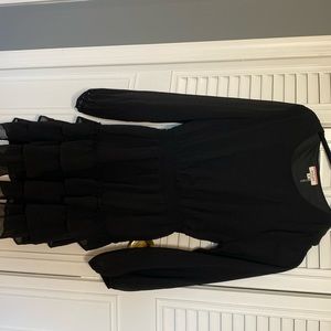 Black dress with scrunched waist and layered ruffled bottom ( unworn)